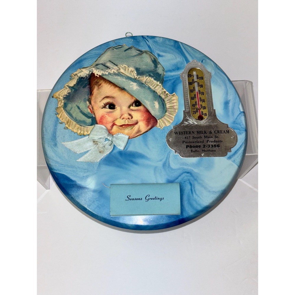 Vintage 1942 Baby Keepsake Calendar Thermometer Western Milk & Cream